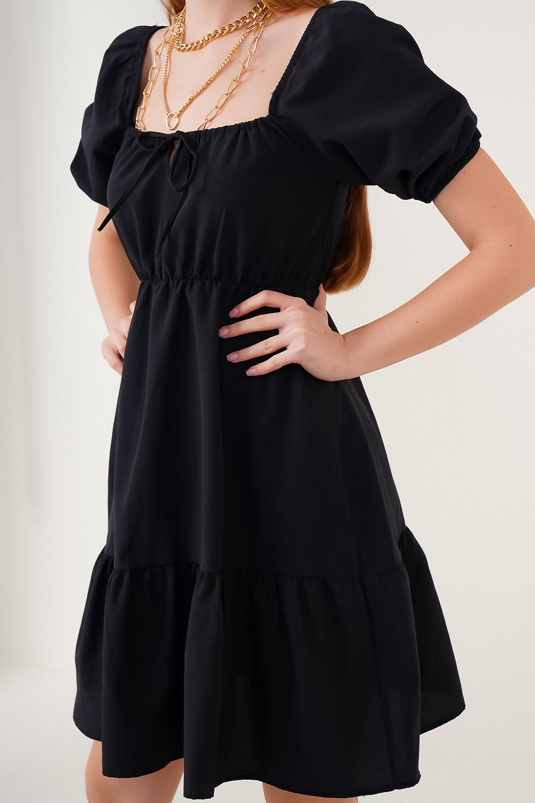 BGD Women Flared Poplin Dress - Black - Avondale