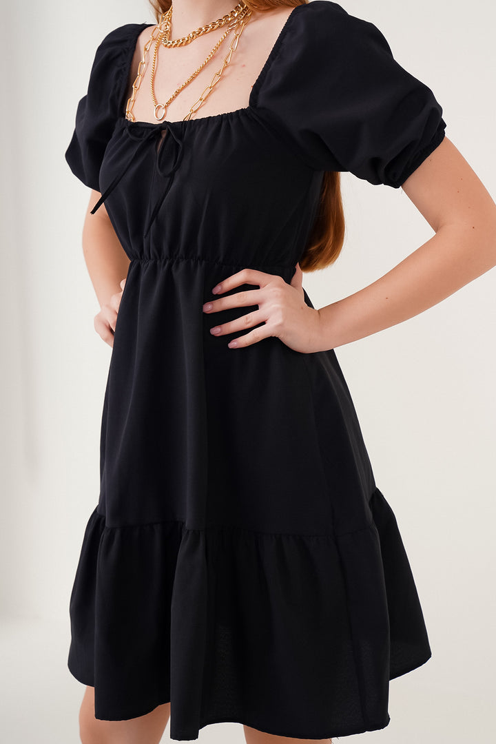 BGD Women Flared Poplin Dress - Black - Avondale