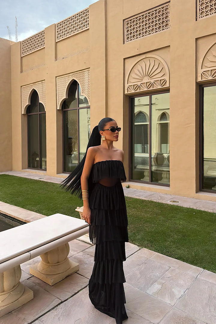 EYY Women Black Strapless Long Dress - Sesto Fiorentino