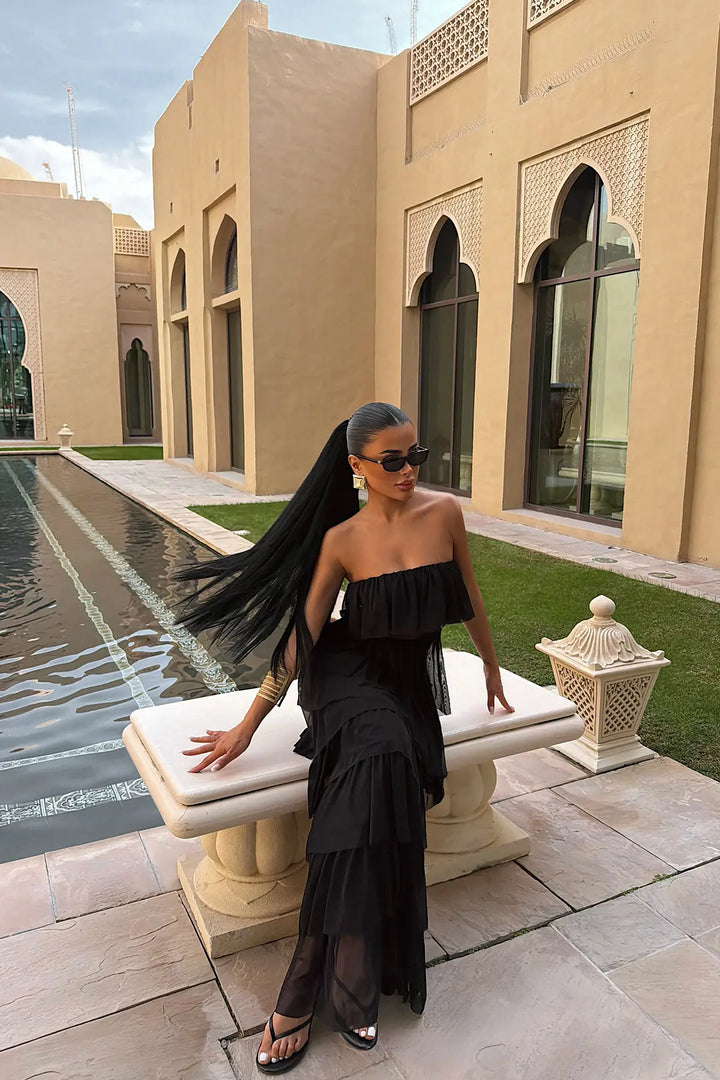 EYY Women Black Strapless Long Dress - Sesto Fiorentino