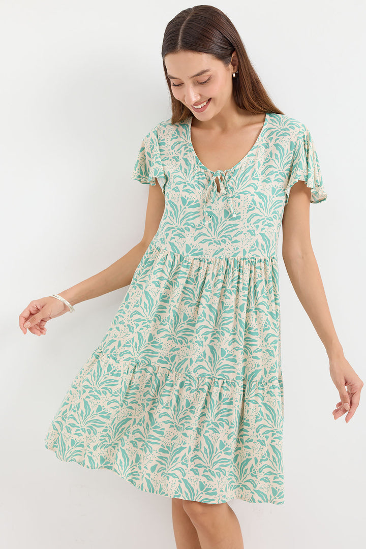 BGD Women V Neck Short Dress - Army Green - Avondale