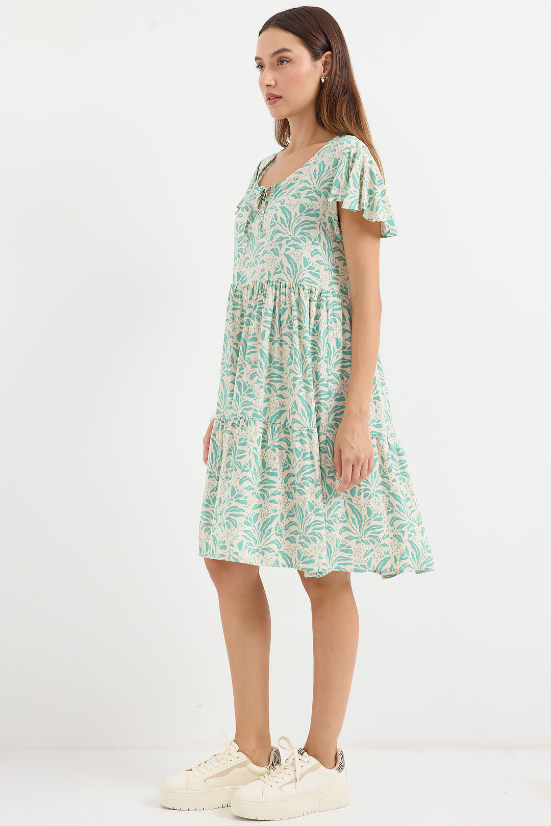 BGD Women V Neck Short Dress - Army Green - Avondale