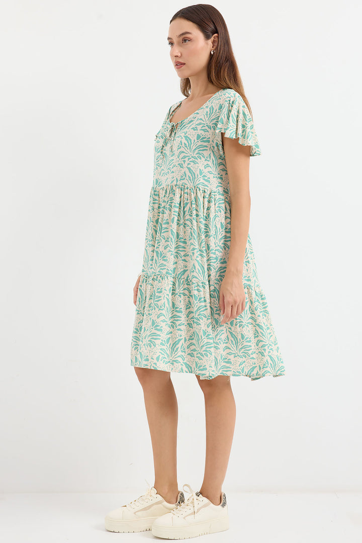 BGD Women V Neck Short Dress - Army Green - Avondale