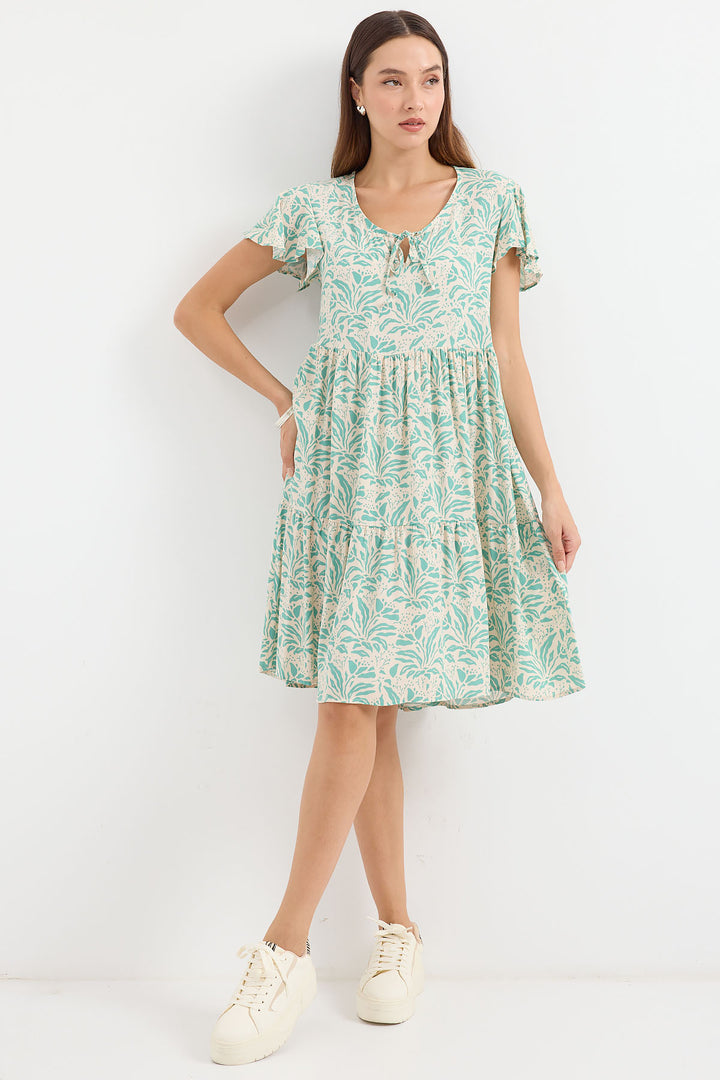 BGD Women V Neck Short Dress - Army Green - Avondale