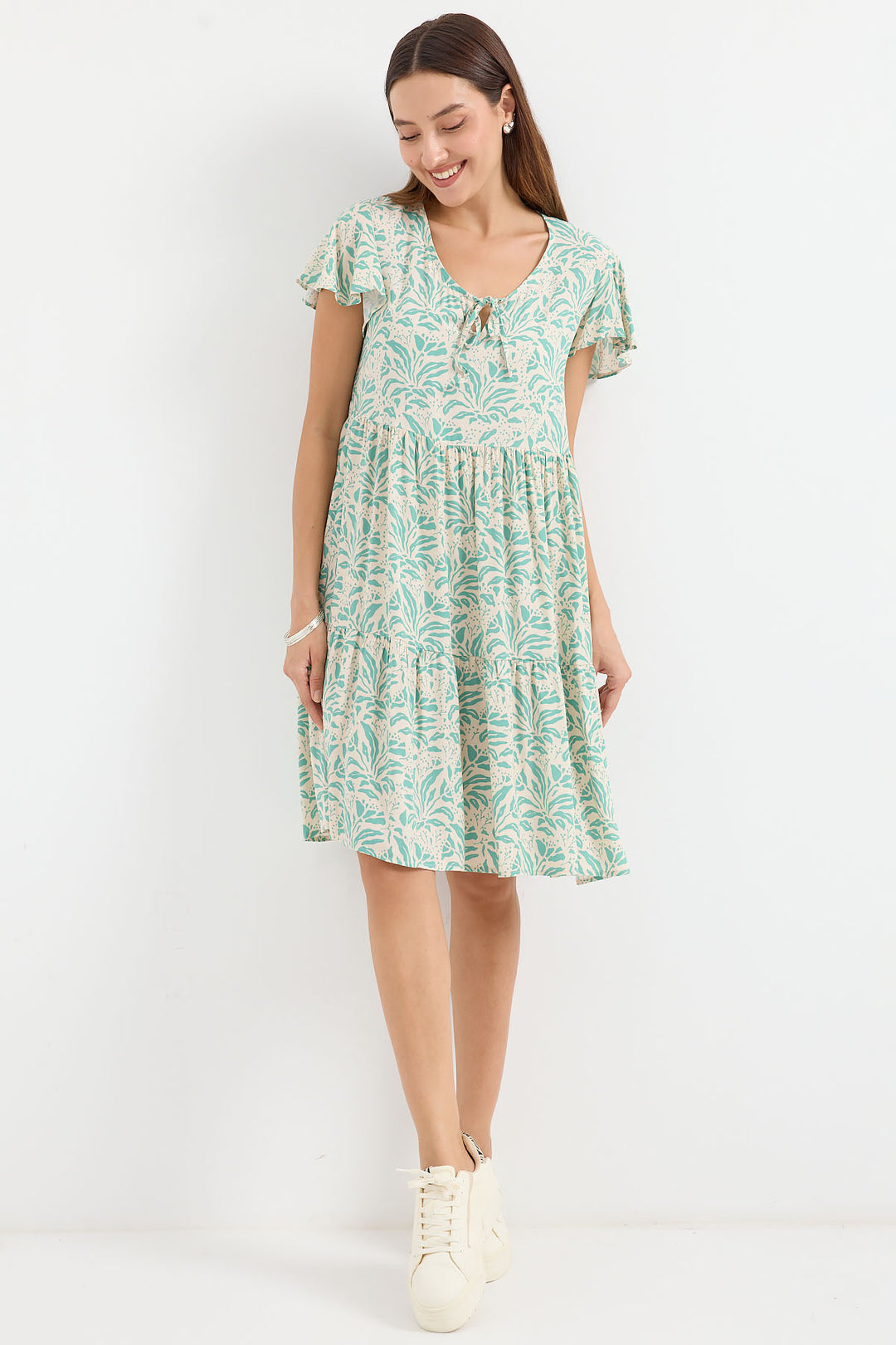 BGD Women V Neck Short Dress - Army Green - Avondale