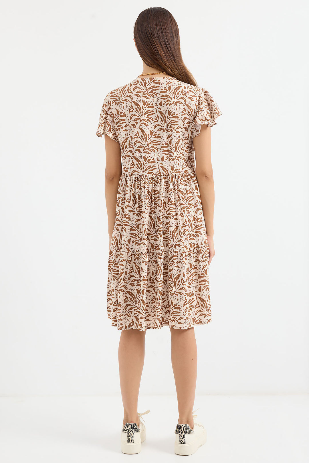 BGD Women V Neck Short Dress - Brown. - Avondale
