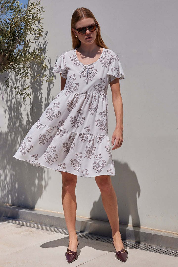 BGD Women V Neck Short Dress - Dark Brown - Avondale