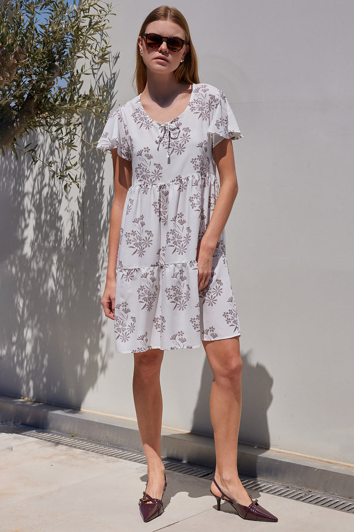 BGD Women V Neck Short Dress - Dark Brown - Avondale