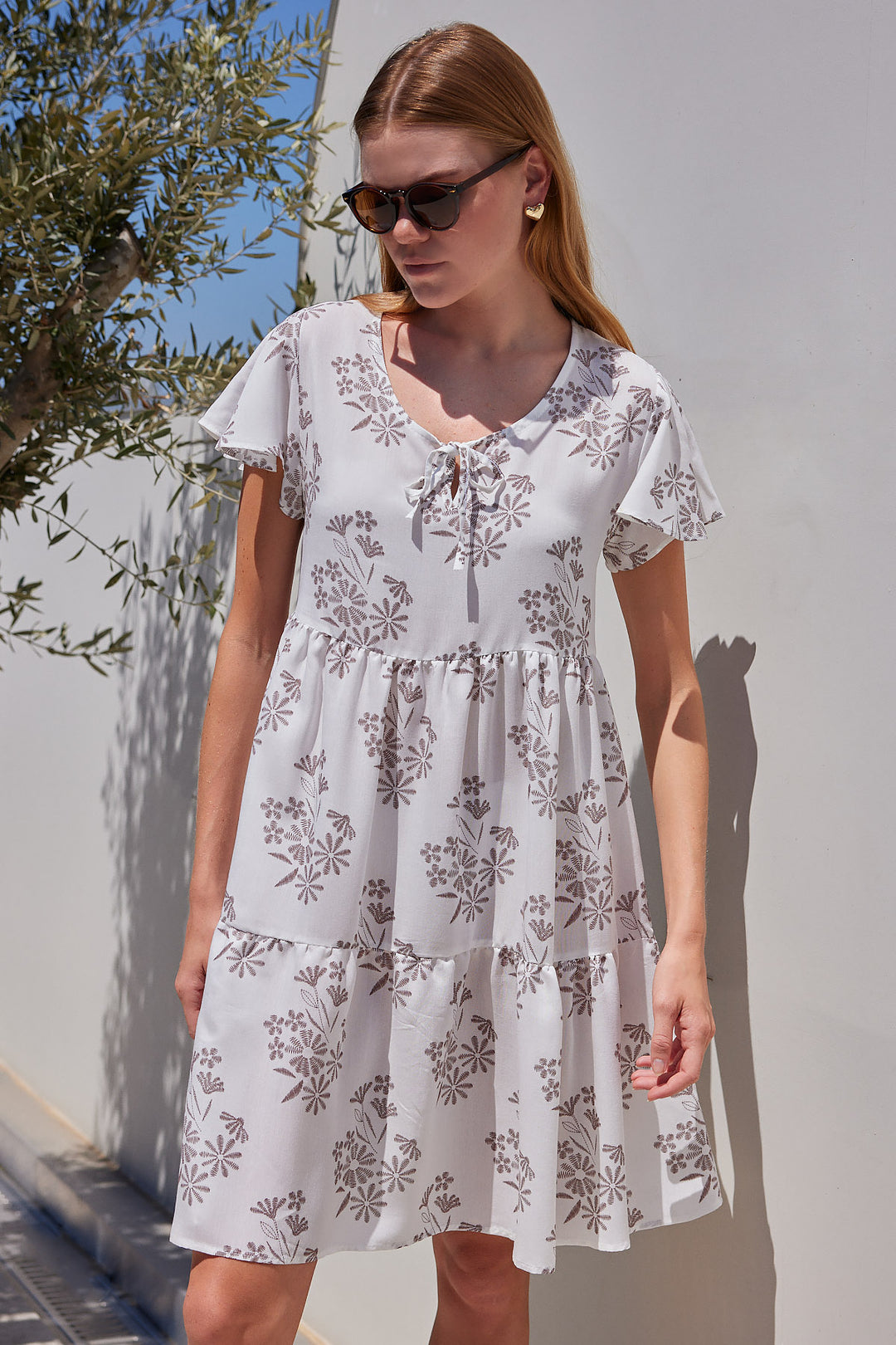 BGD Women V Neck Short Dress - Dark Brown - Avondale