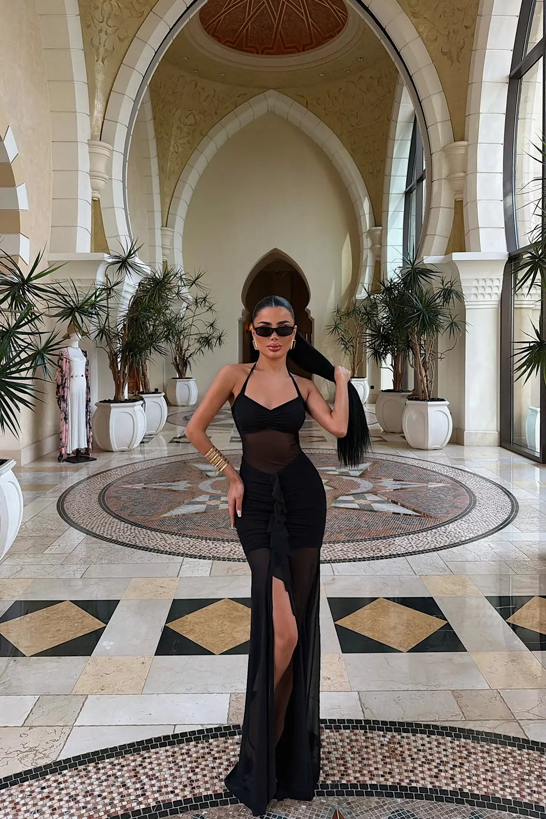EYY Women Black Transparent Strappy Long Dress - Gosport