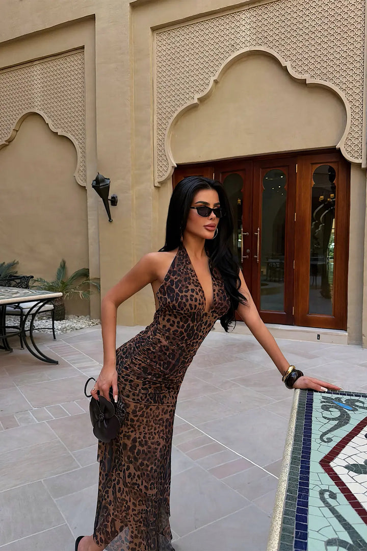 EYY Women Brown Leopard Back Detail Dress - Smithtown