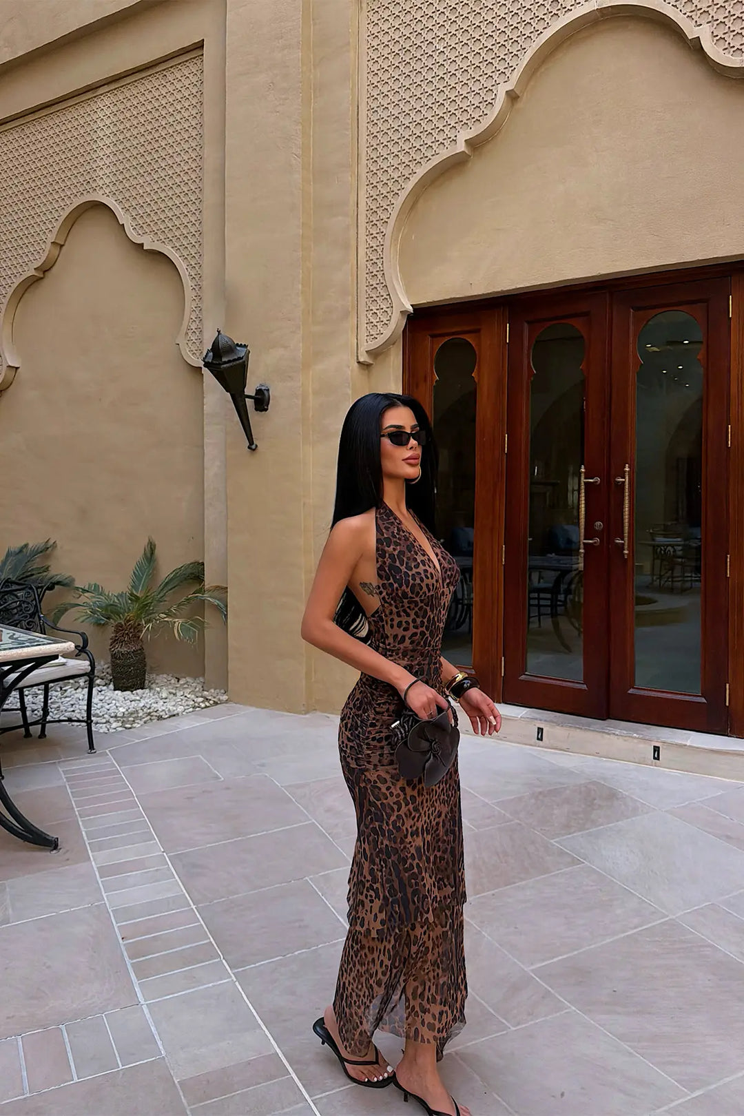 EYY Women Brown Leopard Back Detail Dress - Smithtown