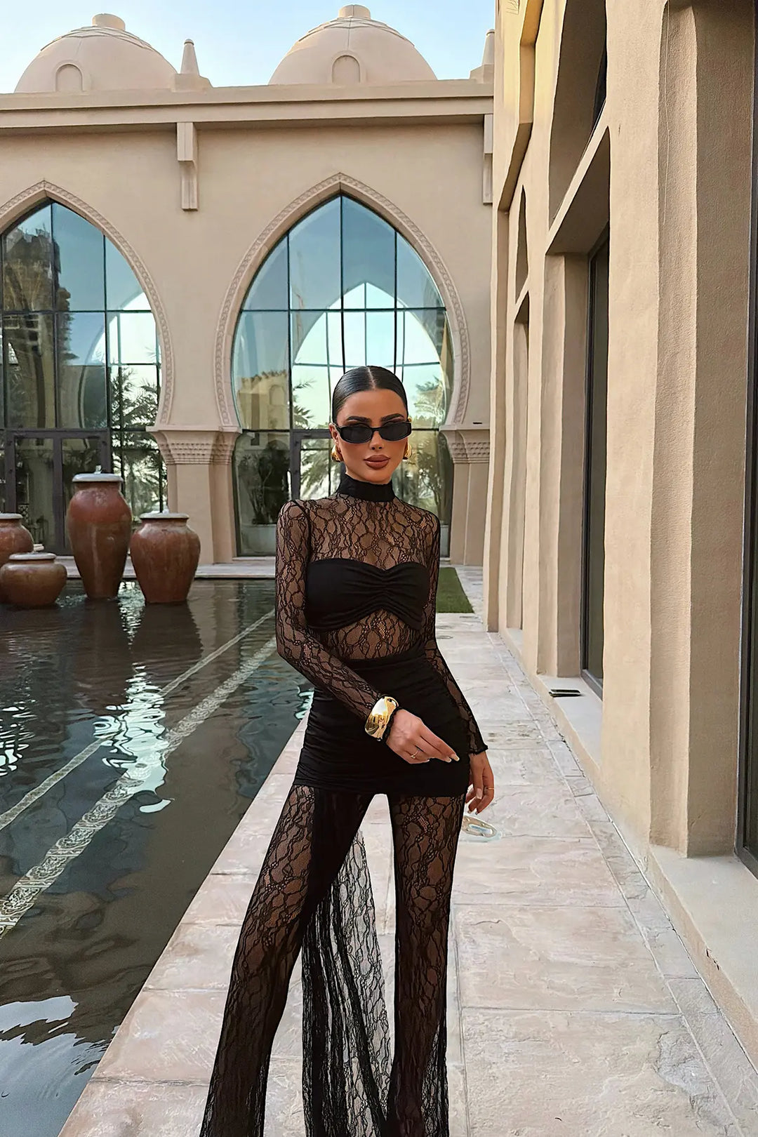 EYY Women Black Lace Detail Strapless Jumpsuit - Blackpool