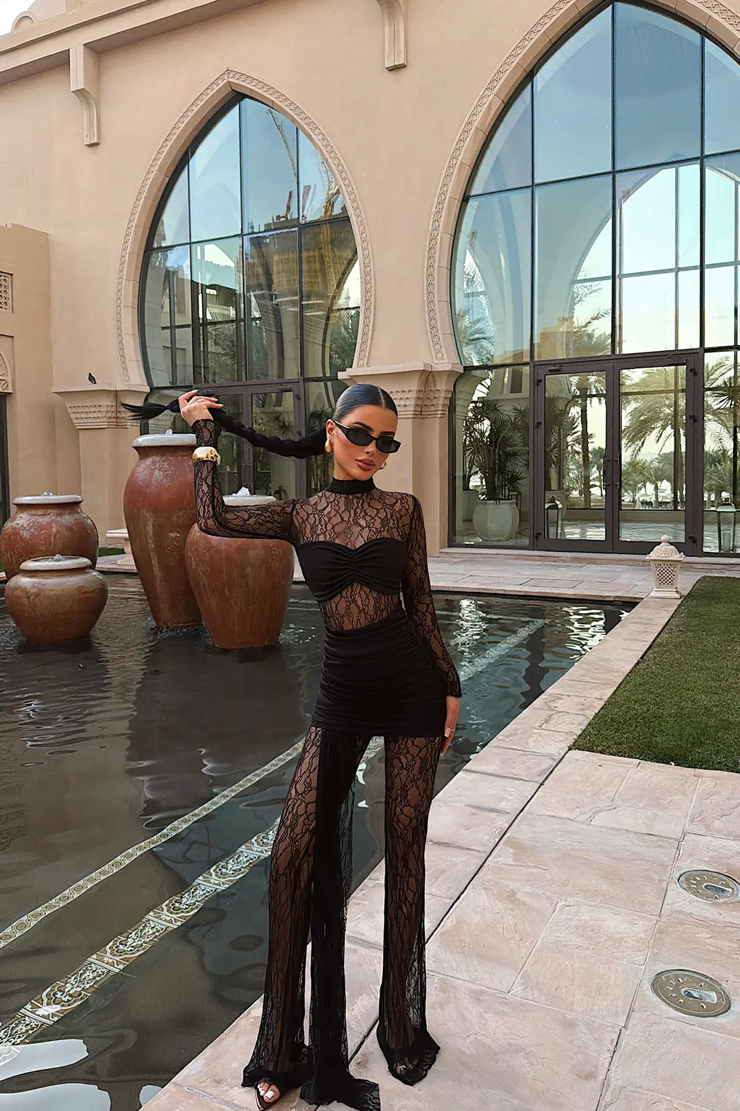 EYY Women Black Lace Detail Strapless Jumpsuit - Blackpool