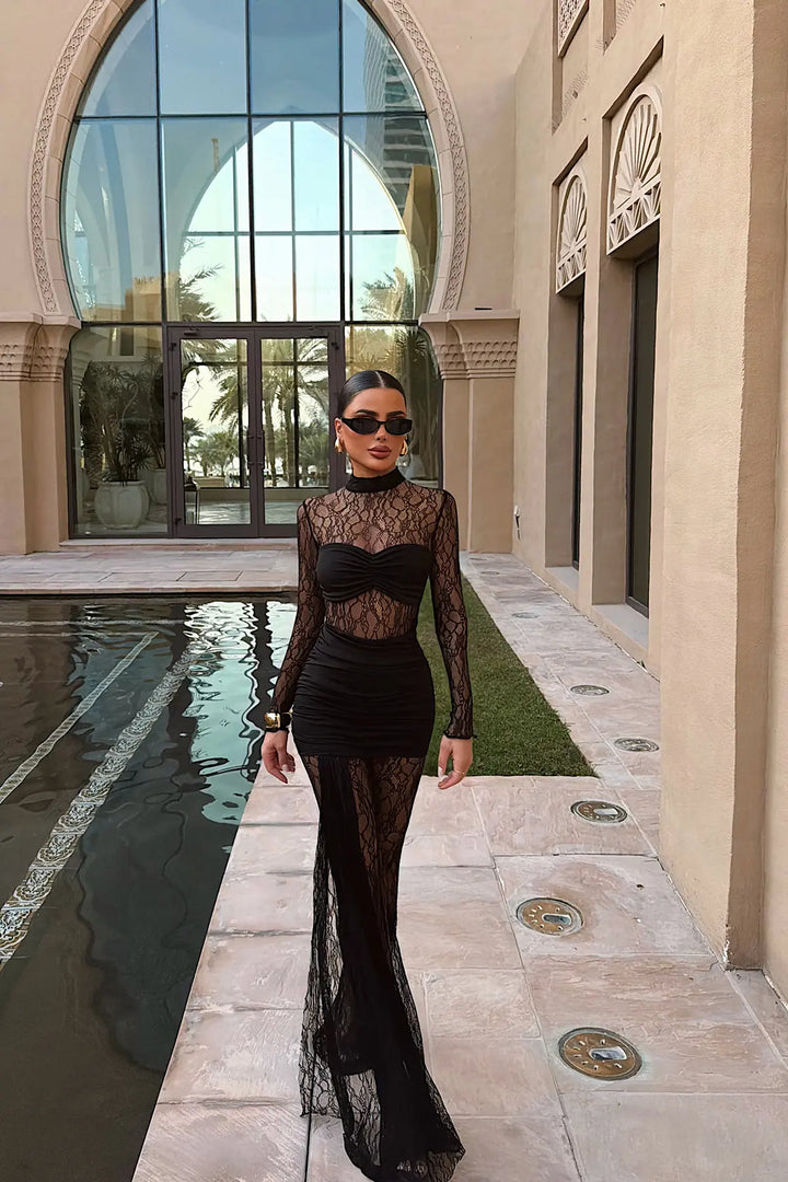 EYY Women Black Lace Detail Strapless Jumpsuit - Blackpool