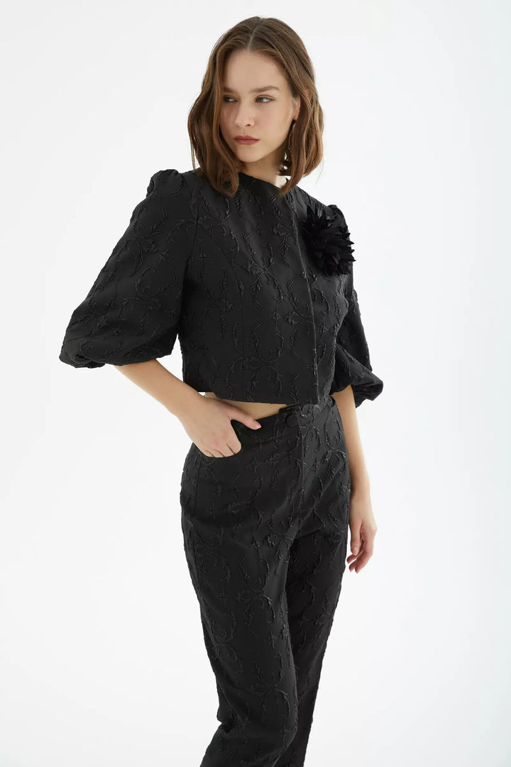 FRV Black jakar short sleeve midi set - Slidell
