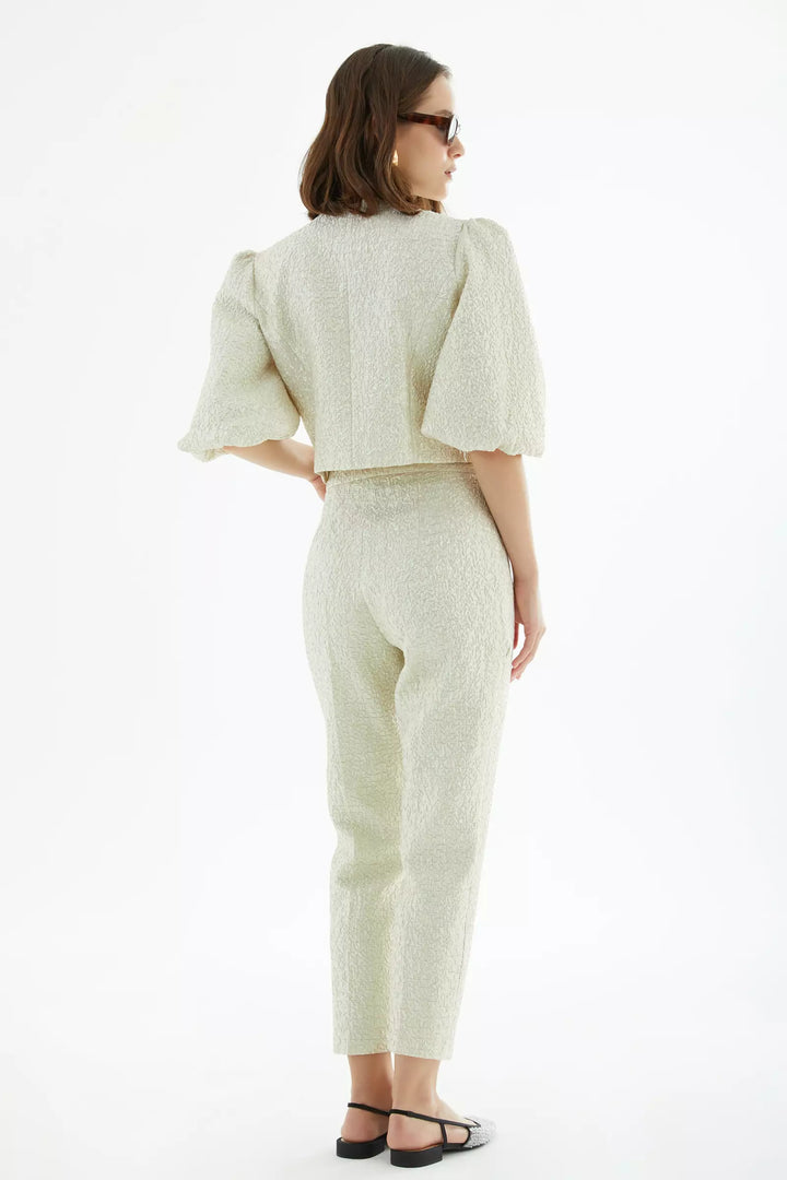 FRV Beige jakar short sleeve midi set - Ahaus