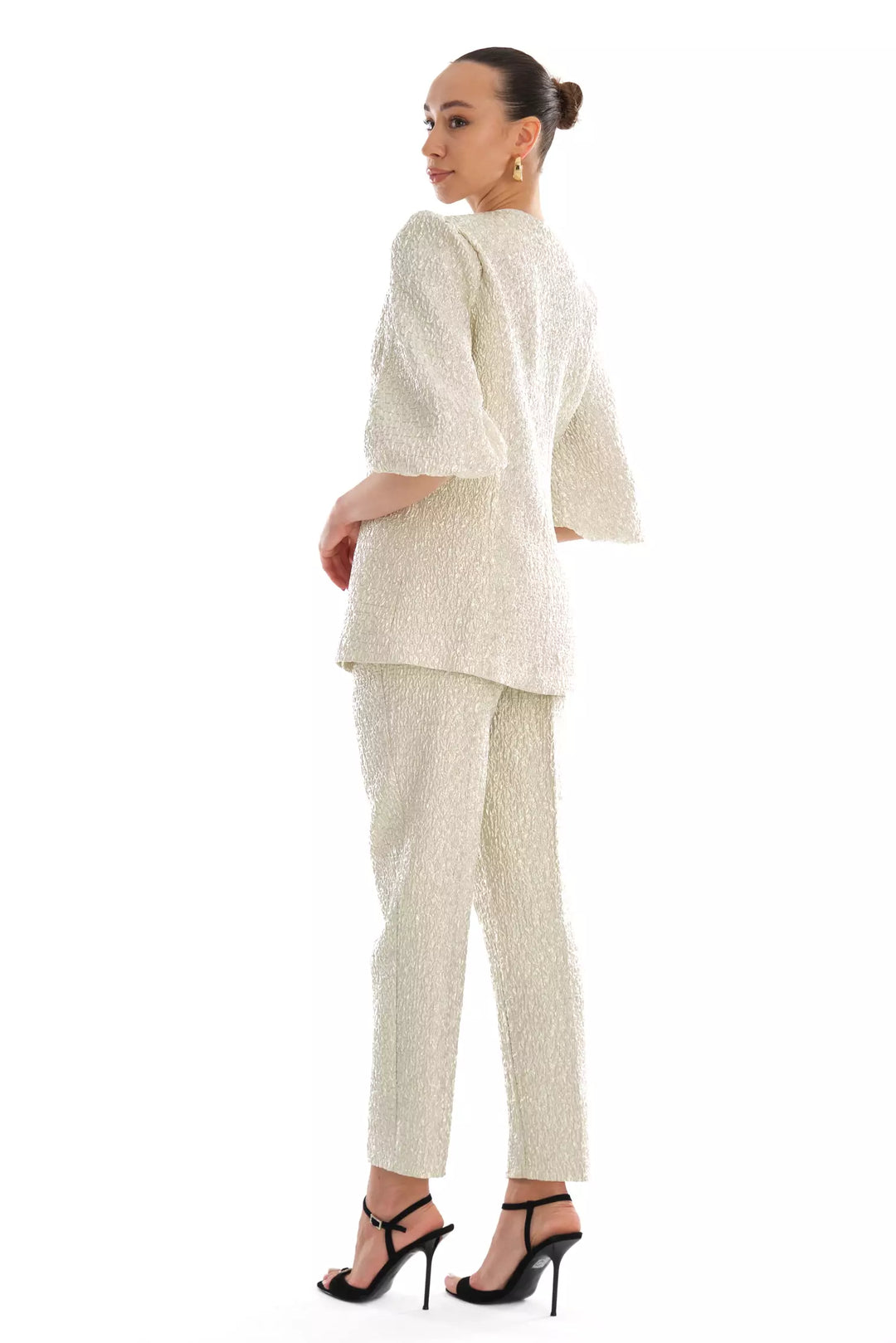 FRV Beige jakar short sleeve midi set - San Diego