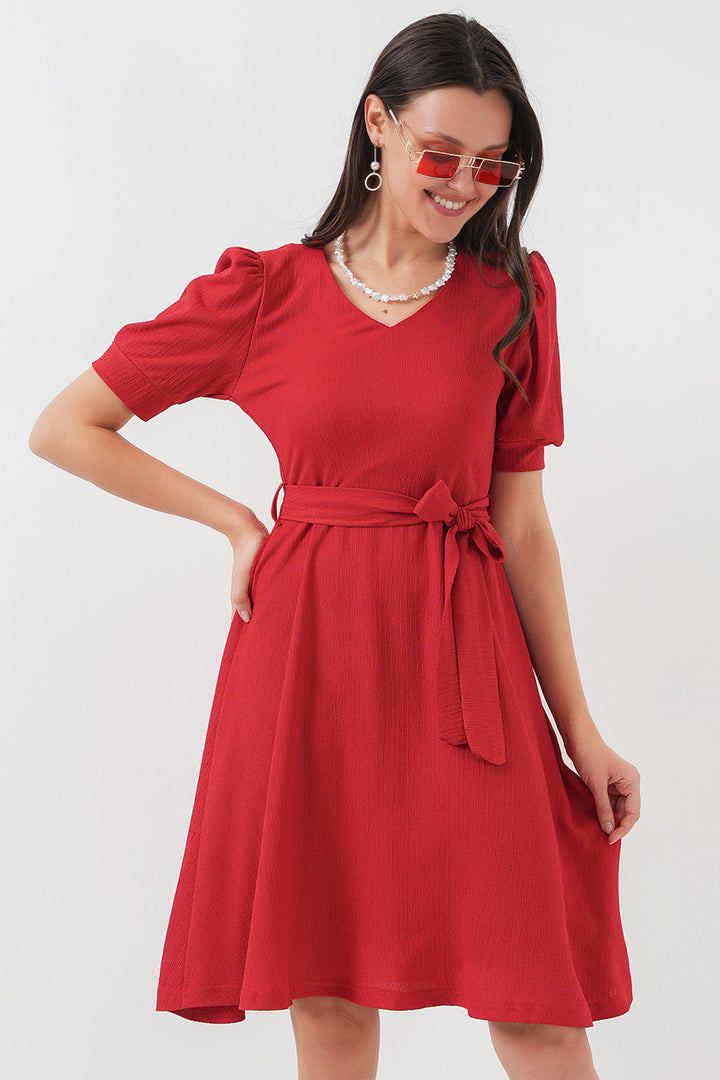 BGD Women Striped Knit Dress - Red - Prescott