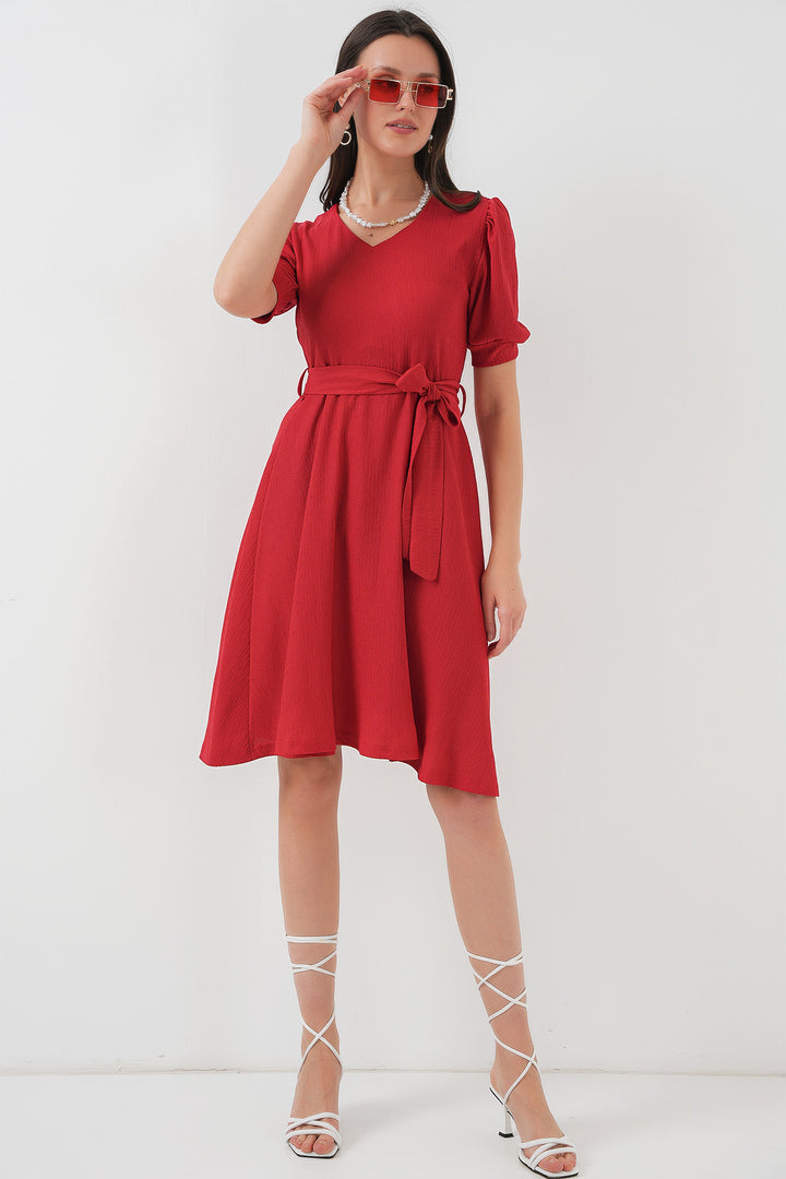 BGD Women Striped Knit Dress - Red - Prescott
