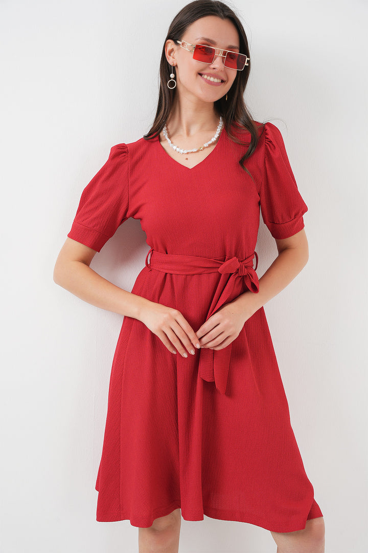 BGD Women Striped Knit Dress - Red - Prescott
