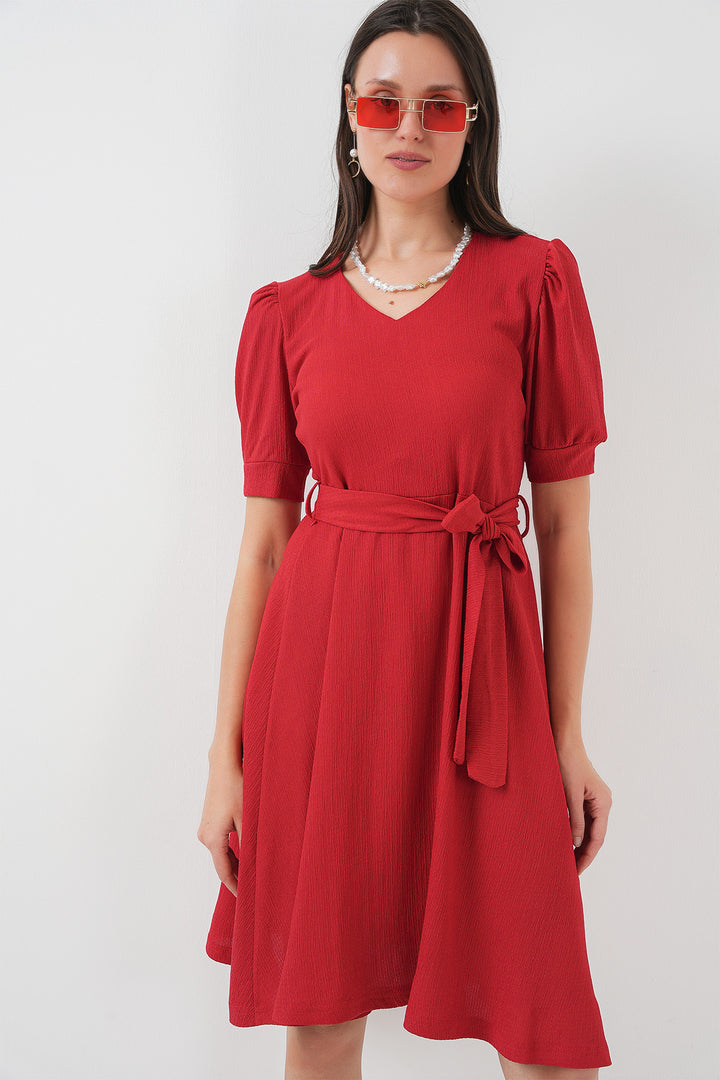 BGD Women Striped Knit Dress - Red - Prescott