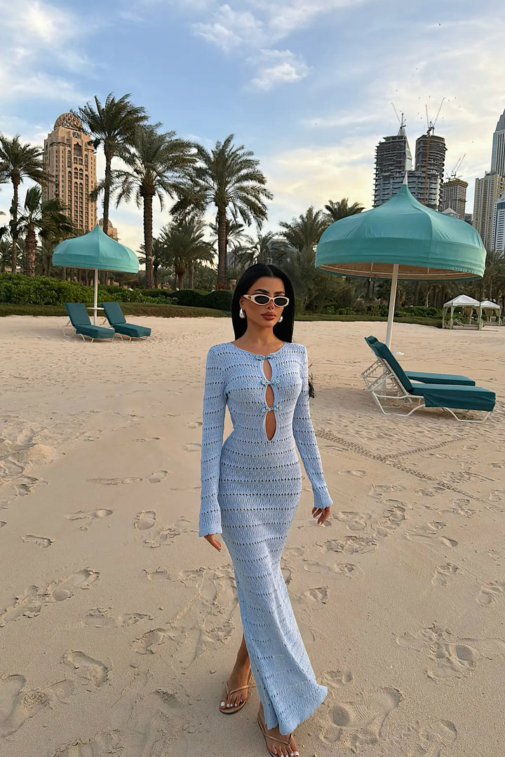EYY Women Baby Blue Knitted Dress - Petatlán