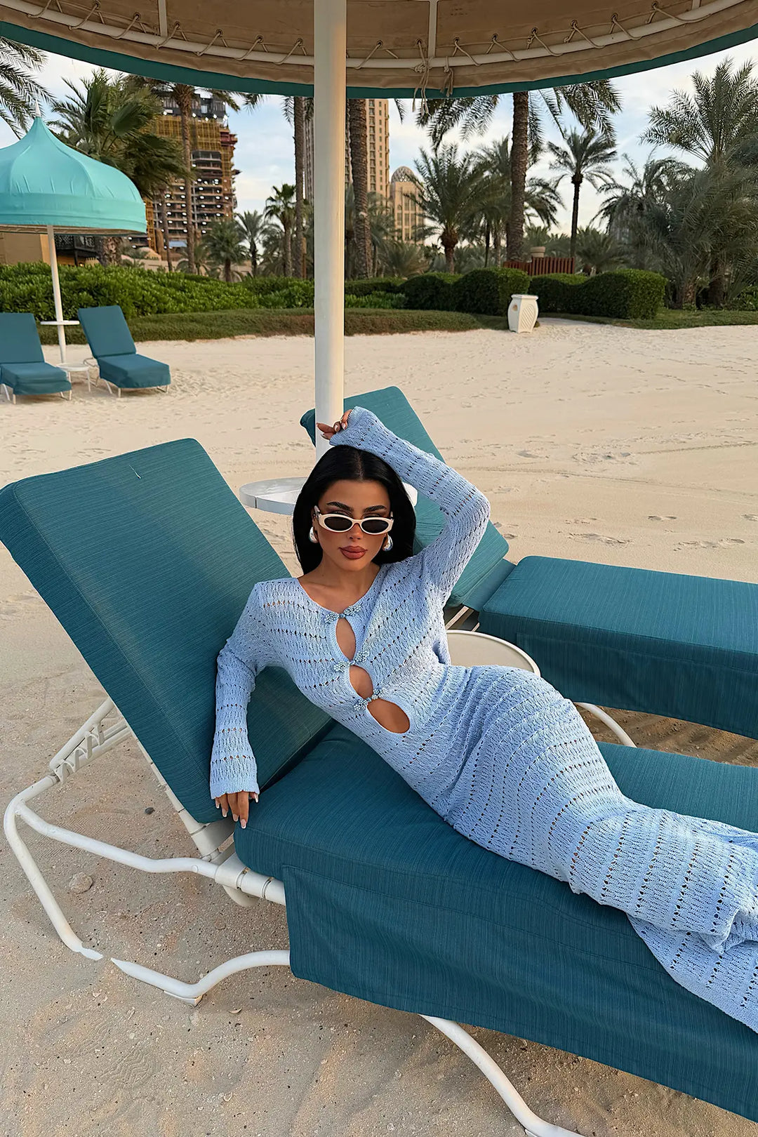 EYY Women Baby Blue Knitted Dress - Petatlán