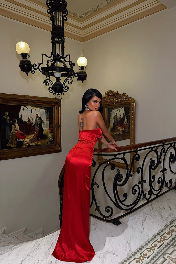 EYY Women Red Bow Detail Dress - Amora