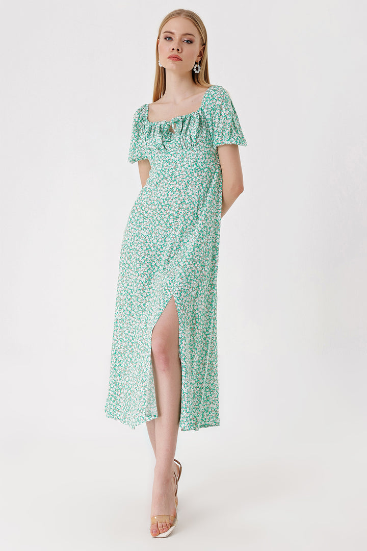 BGD Women Slit Detail Dress - Green - Paredes