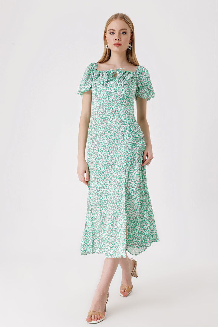 BGD Women Slit Detail Dress - Green - Paredes