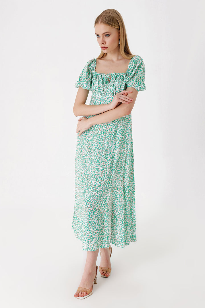 BGD Women Slit Detail Dress - Green - Paredes