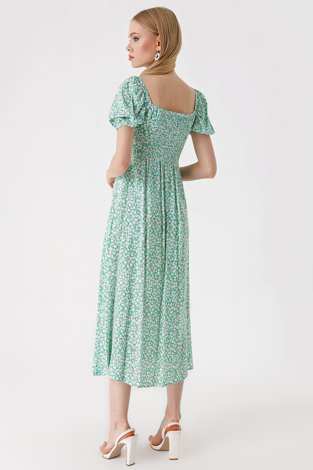 BGD Women Slit Detail Dress - Green - Paredes