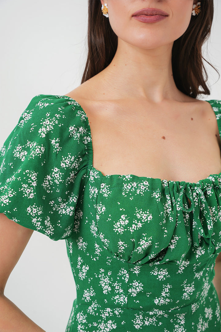 BGD Women Slit Detail Dress - Emerald Green - Fellbach