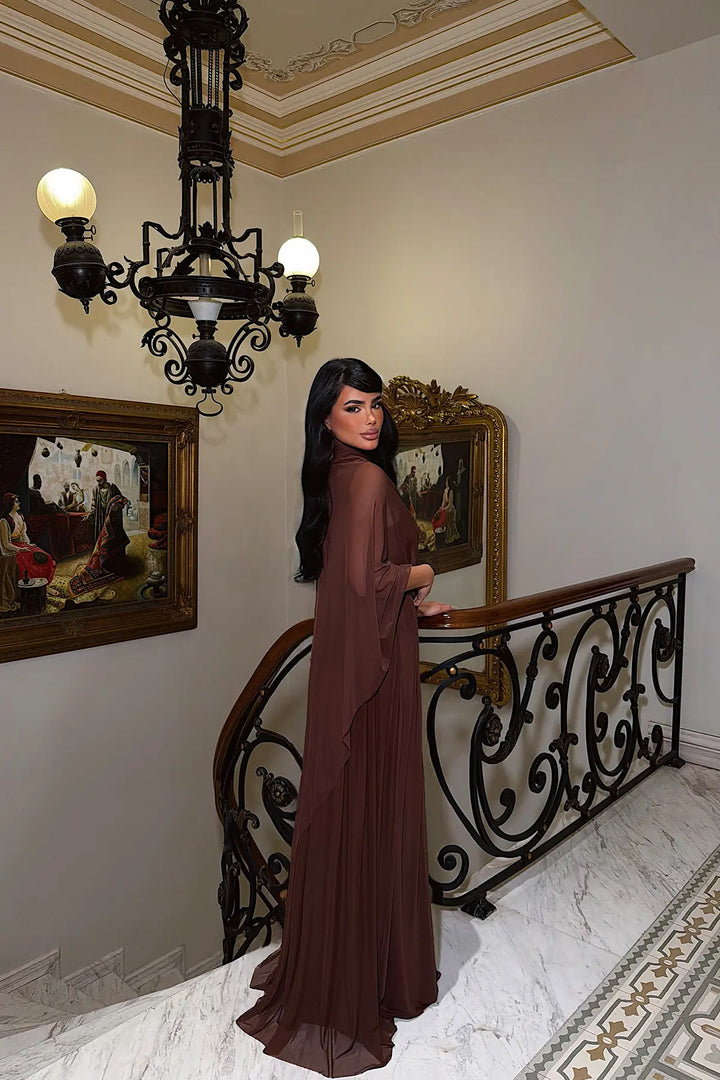 EYY Women Brown Dress with Tulle Details - Rochester