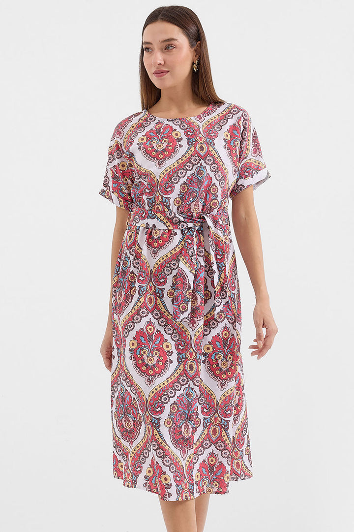 BGD Women Belted Linen Dress - Pomegranate - Avondale