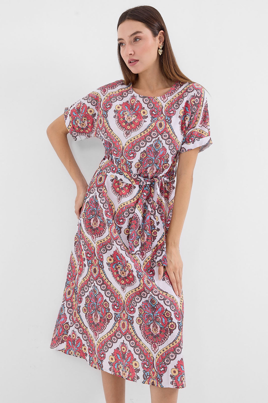 BGD Women Belted Linen Dress - Pomegranate - Avondale