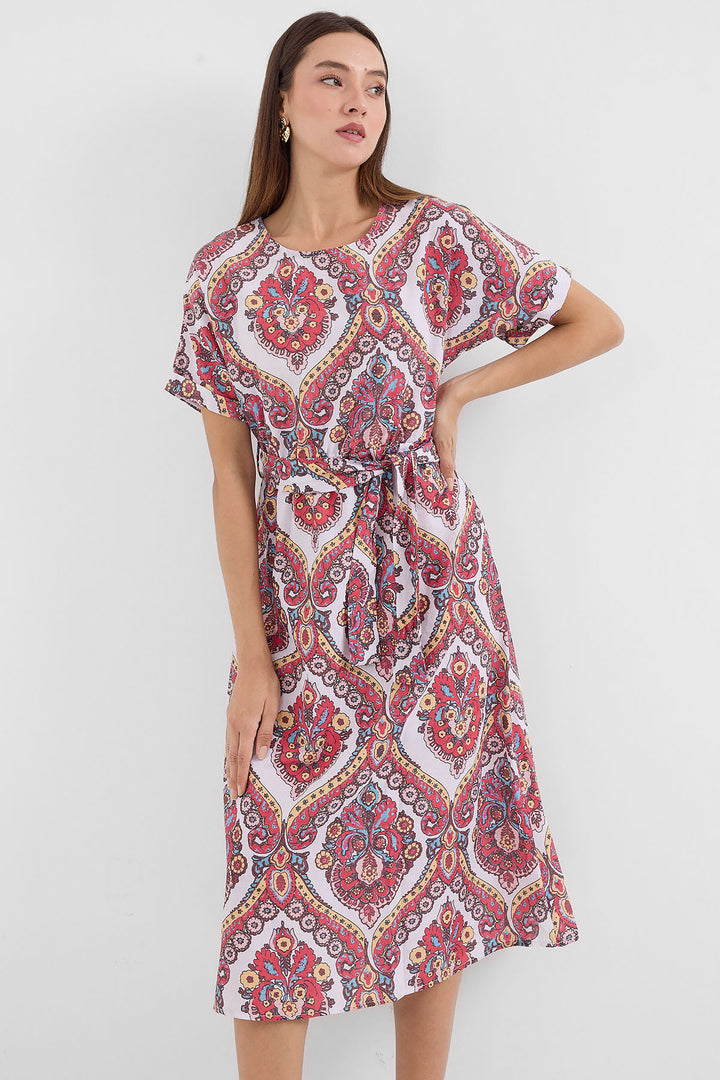 BGD Women Belted Linen Dress - Pomegranate - Avondale