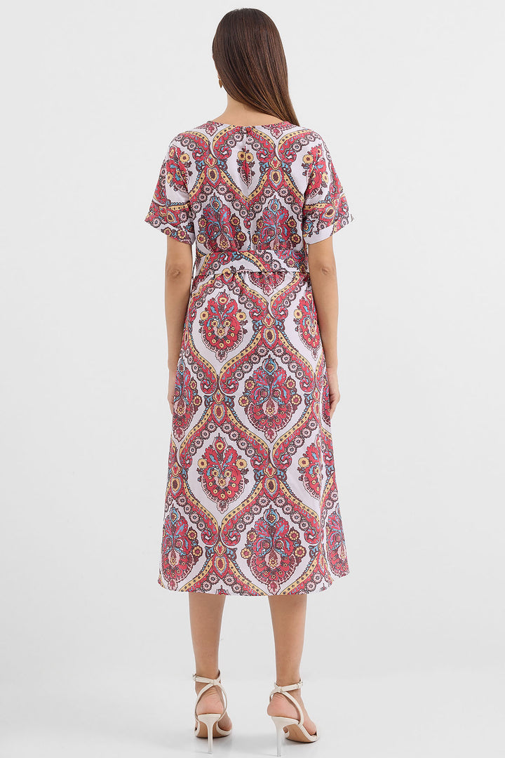 BGD Women Belted Linen Dress - Pomegranate - Avondale