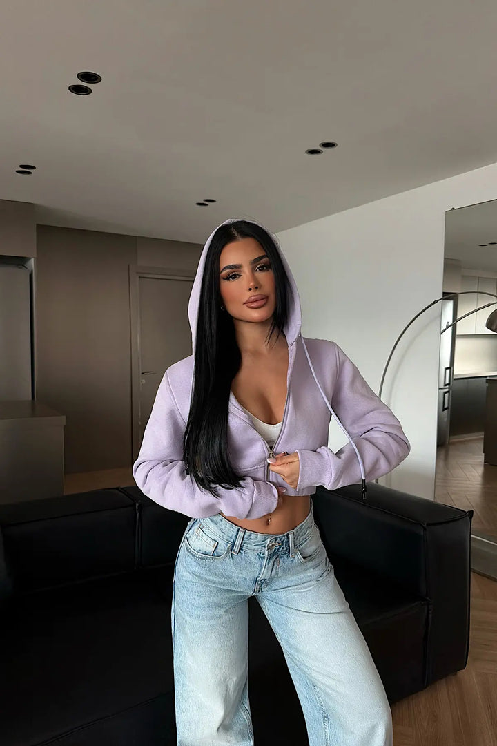 EYY Women Lilac Crop Cut Cardigan - Ingolstadt