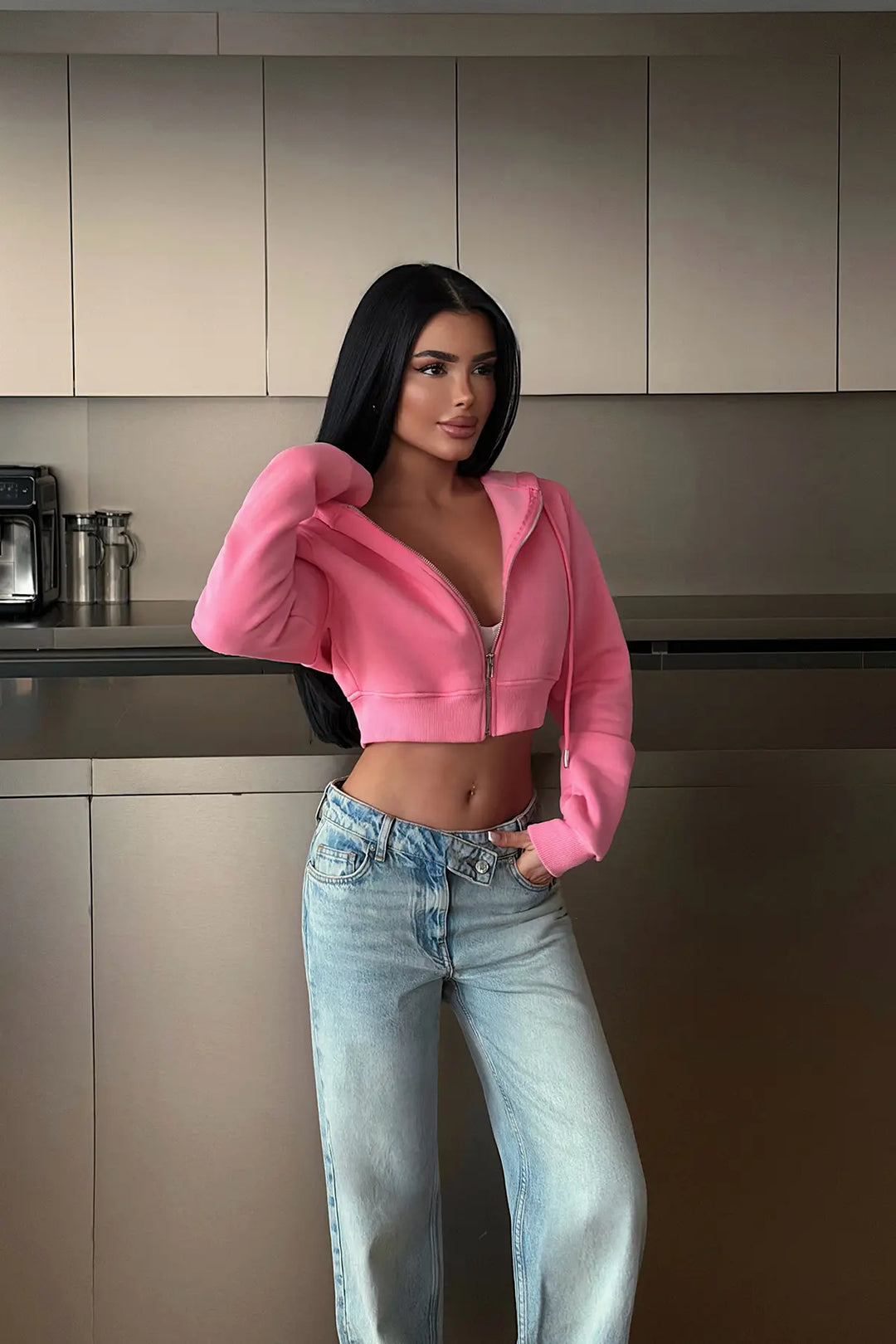 EYY Women Pink Crop Cut Cardigan - Lüneburg