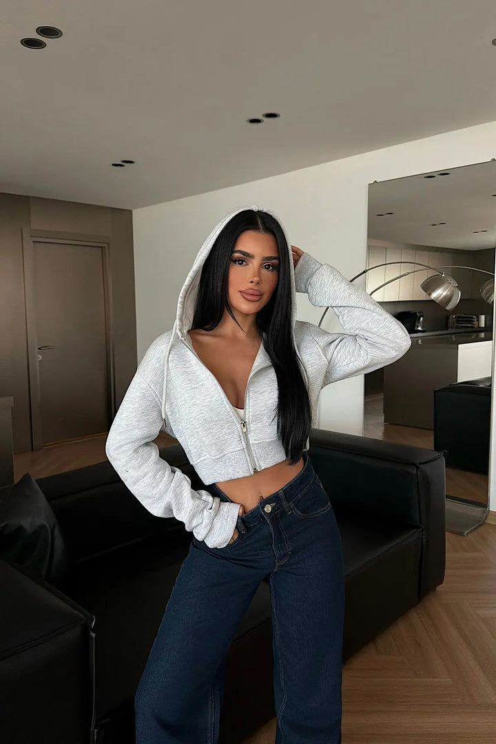 EYY Women Grey Crop Cut Cardigan - Sassari