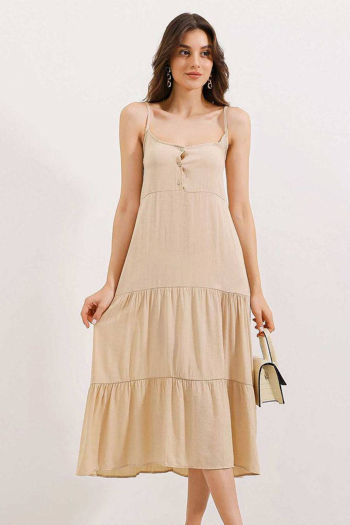 BGD Women Strappy Midi Dress - Cream - Monroe