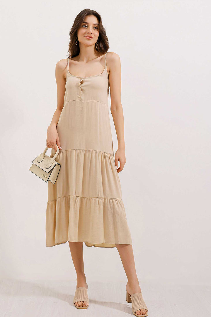 BGD Women Strappy Midi Dress - Cream - Monroe