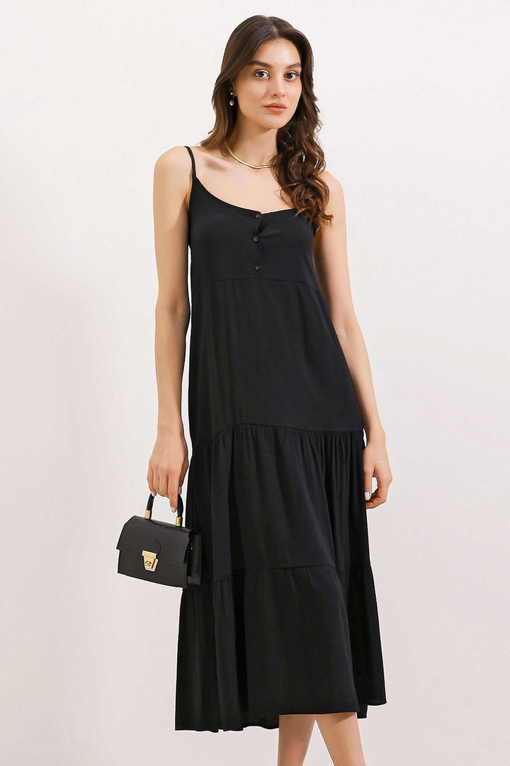 BGD Women Strappy Midi Dress - Black - Vancouver