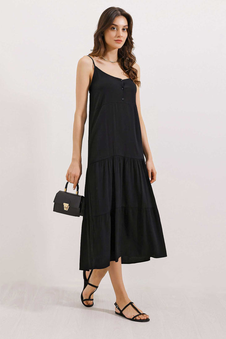 BGD Women Strappy Midi Dress - Black - Vancouver