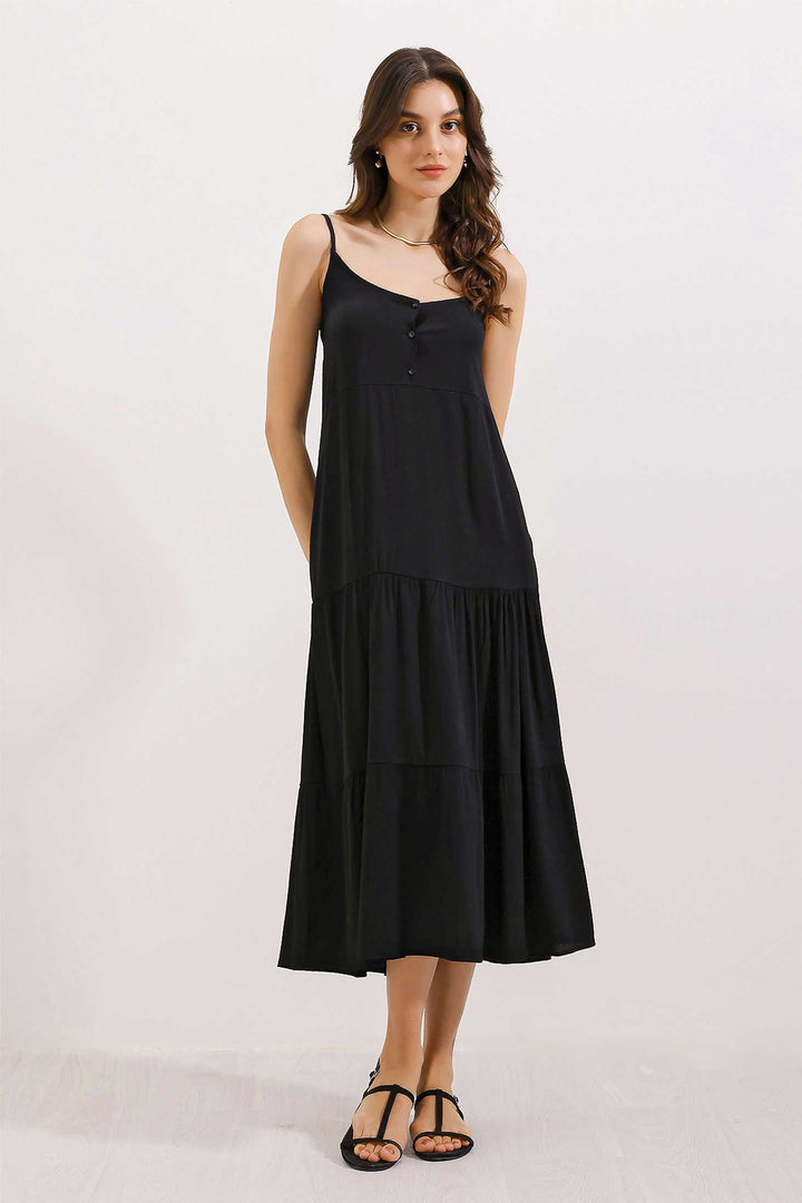 BGD Women Strappy Midi Dress - Black - Vancouver
