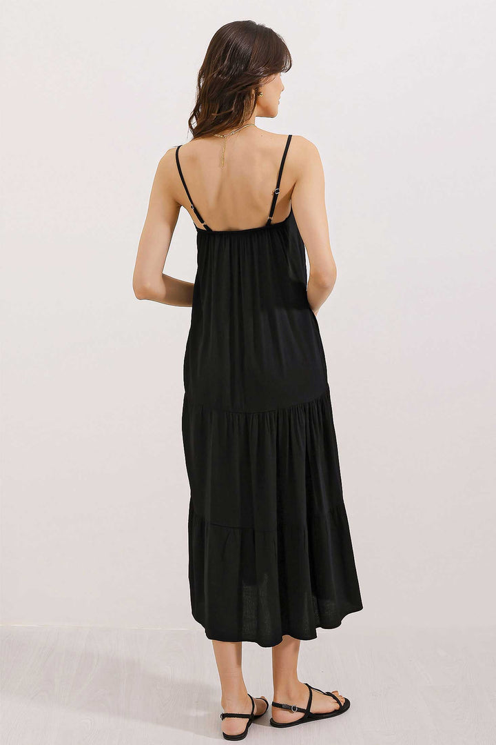 BGD Women Strappy Midi Dress - Black - Vancouver