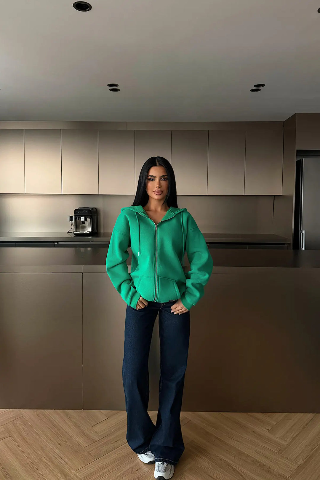 EYY Women Green Medias Hooded Cardigan - Leer