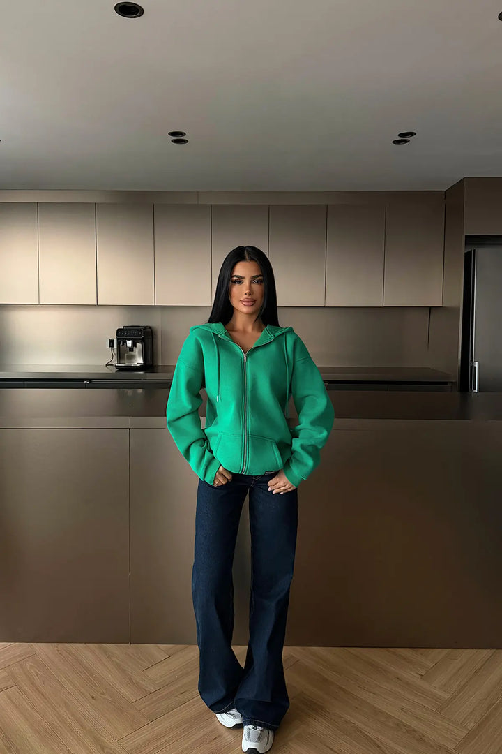 EYY Women Green Medias Hooded Cardigan - Leer
